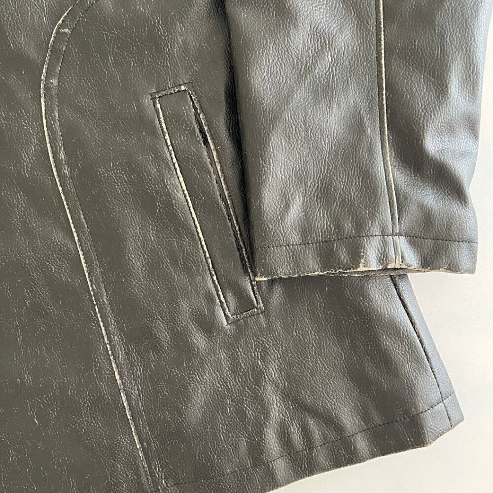 BC Ethic Faux Distressed Long Leather Jacket - Picture 5 of 9